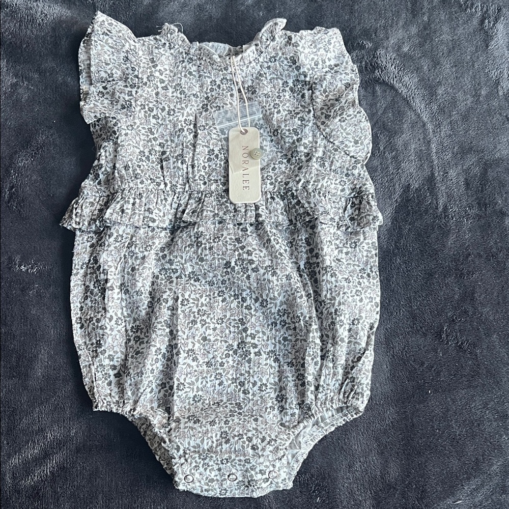 Noralee Romper blue gray floral new